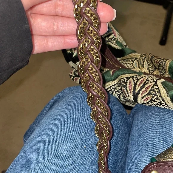 Maxx New York Green and Brown Patterned Hobo Bag - Picture 6 of 8